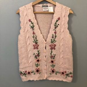 Vintage Bobbie Brooks Knitted By Hand Pink Vest